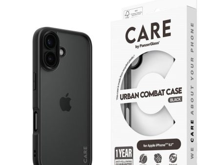 CARE by PanzerGlass iPhone 16 FLAGSHIP Urban Combat Case - Transparent   Black Frame For Discount