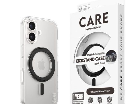 CARE by PanzerGlass iPhone 16 Feature Kickstand Case - MagSafe Kompatibel - Transparent   Black on Sale