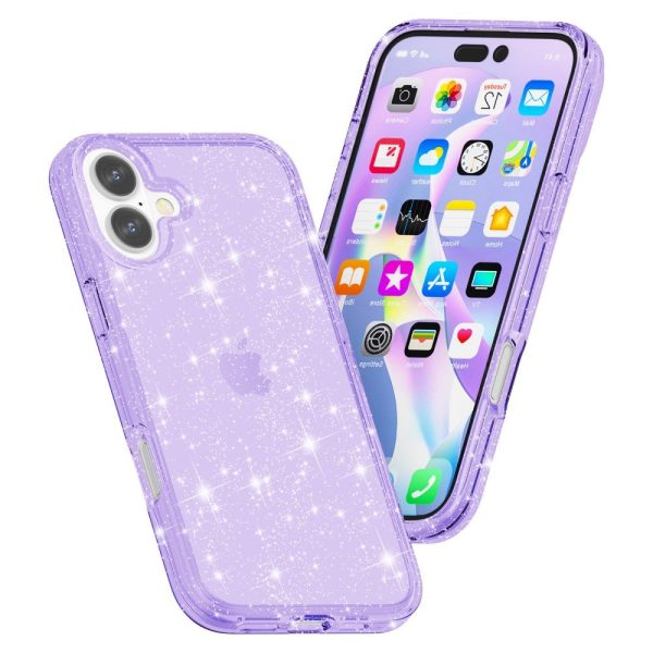 EIDERWOOD iPhone 16 Hybrid Plastik Cover - Lilla Glitter Fashion