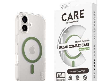 CARE by PanzerGlass iPhone 16 FLAGSHIP Urban Combat Case - MagSafe Kompatibel - Transparent   Piquant Green Online now