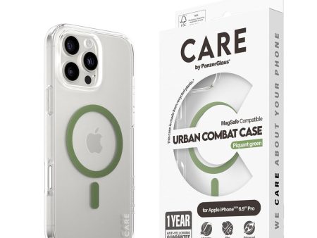 CARE by PanzerGlass iPhone 16 Pro Max FLAGSHIP Urban Combat Case - MagSafe Kompatibel - Transparent   Piquant Green For Sale