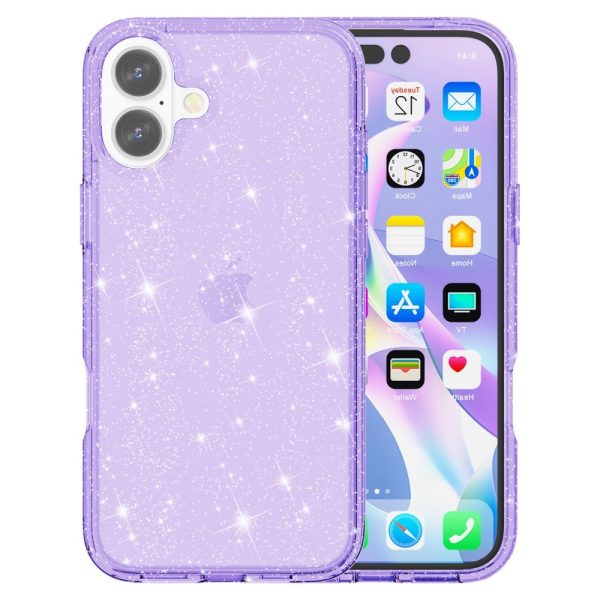 EIDERWOOD iPhone 16 Hybrid Plastik Cover - Lilla Glitter Fashion