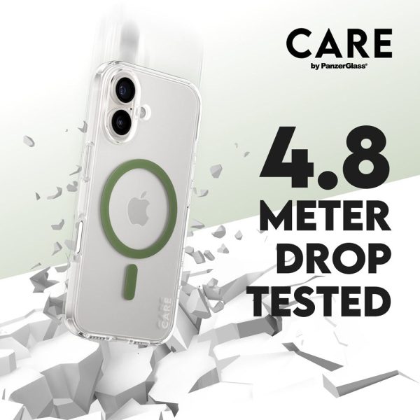 CARE by PanzerGlass iPhone 16 FLAGSHIP Urban Combat Case - MagSafe Kompatibel - Transparent   Piquant Green Online now