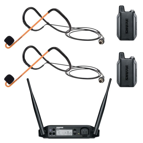 Shure GLXD14+ Heavy Use Digital Wireless Microphone System with 2 Cyclemic Fitness Headsets Online Sale