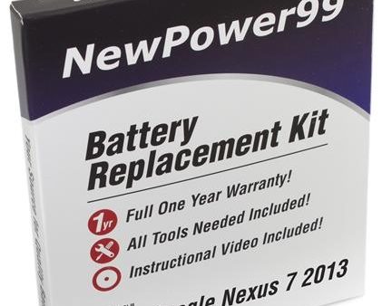 Google Nexus 7 2013 Battery Replacement Kit with Tools, Video Instructions and Extended Life Battery Discount