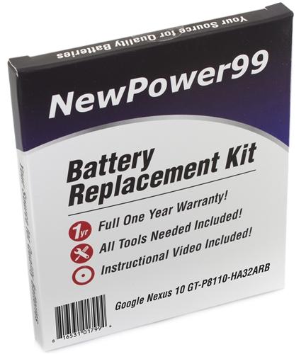 Google Nexus 10 GT-P8110-HA32ARB Battery Replacement Kit with Tools, Video Instructions and Extended Life Battery For Sale