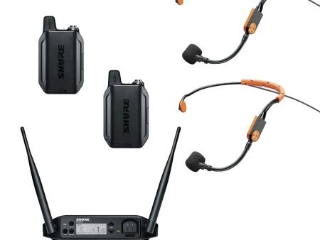 Shure GLXD14+ Wireless Microphone System with (2) Bodypack Transmitters and (2) SM31 Headset Microphones Hot on Sale