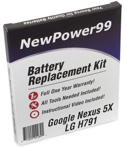 Google Nexus 5X LG H791 Battery Replacement Kit with Tools, Video Instructions and Extended Life Battery Online Sale