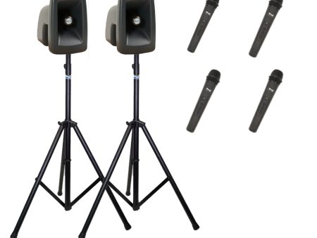 Anchor Audio MegaVox Pair (U4, COMP) Portable Speakers with 4 Wireless Microphones Hot on Sale