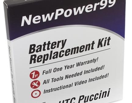 HTC Puccini Battery Replacement Kit with Tools, Video Instructions and Extended Life Battery Fashion