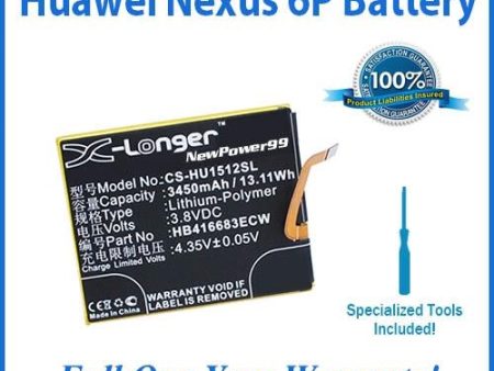 Huawei Nexus 6P Battery Replacement Kit with Special Installation Tools, Extended Life Battery and Full One Year Warranty Supply