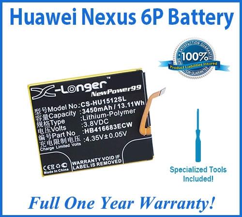 Huawei Nexus 6P Battery Replacement Kit with Special Installation Tools, Extended Life Battery and Full One Year Warranty Supply