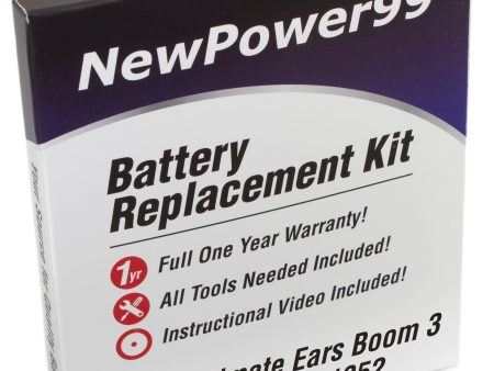 Ultimate Ears BOOM 3 984-001352 Battery Replacement Kit with Special Tools, Video Instructions, Extended Life Battery and Full One Year Warranty Sale