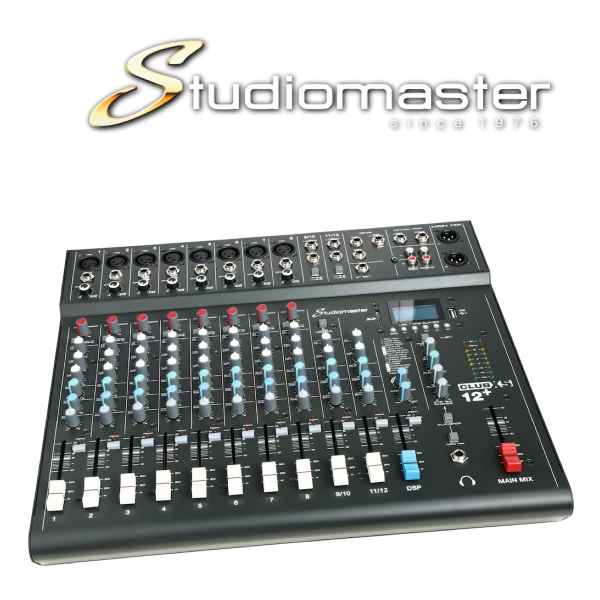 (E34) Club XS 12+- Studiomaster 8 mic channels, 2 stereo, MP3 Player, Compressors (Copy) Online