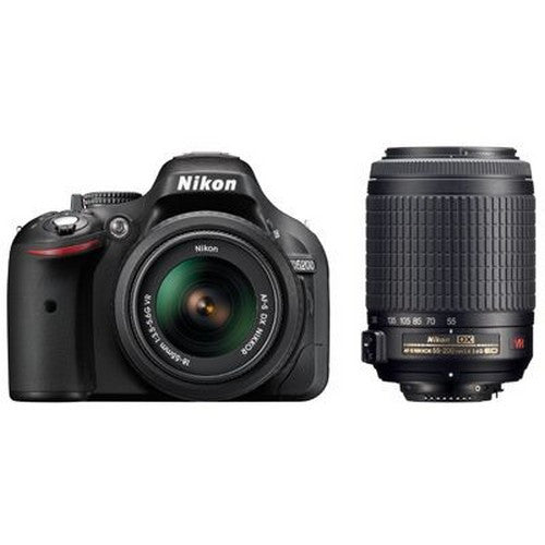 Nikon D5200 twin kit with Nikon 18-55mm VR and 55-200mm VR Lenses Digital SLR Camera For Sale