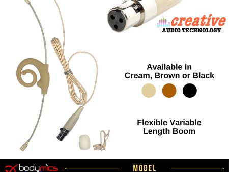 (A2) BE4V-CA for Creative Audio  3 16  Omni Flexible Adjustable Length Boom Earset Mic - Cream or Black Fixed Cable (Bodymics Broadway) Fashion