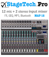 (E39) MAF-12 - 12x Mic PreAmps + 2 Stereo Line, MP3 bluetooth player, 3 band EQ, effects (StageTech.Pro) Online now