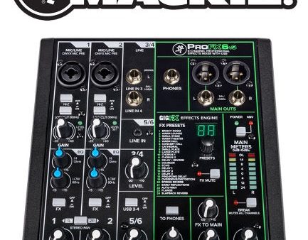 (E35) Mackie ProFX6v3 - 2 Mic preamps 2 stereo line digital FX Sale