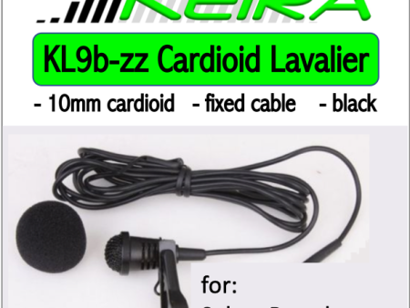 (A1) KL9b Cardioid Lavalier Lapel Microphone Black - most wireless including AKG, Sennheiser, Shure (Bodymics Keira) was KL10b Fashion