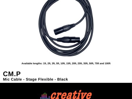 (M1) CM.P Mic Cable - Stage Flexible - Black - 1ft to 100ft (Cable Microphone by Creative Audio) Supply