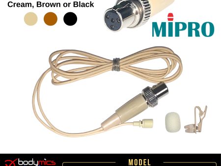 (A1) BLF4-MI for MiPro  3 16  Omni Hairline Lavalier Mic - Cream, Brown or Black, Screw or Latch TA4F  BLF4b-MI BLF4c-MI BLF4m-MI (Bodymics Broadway) For Sale