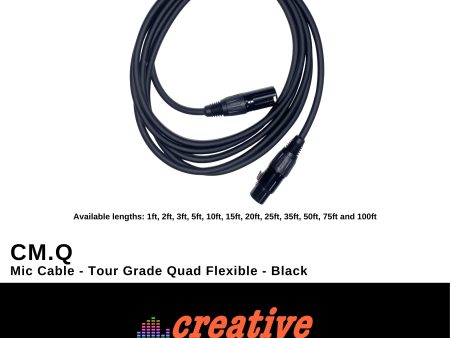 (M1) CM.Q Mic Cable - Tour Grade Quad Flexible - Black - 1ft to 100ft (Cable Microphone) For Discount