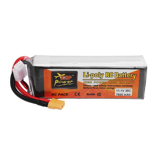 ZOP Power 11.1V 7500mAh 35C 3S Lipo Battery XT60 Plug for RC Quadcopter Car For Discount