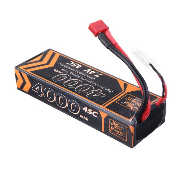 ZOP Power 7.4V 4000mAh 45C 2S Lipo Battery T Plug for RC Car Discount