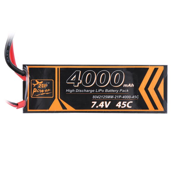 ZOP Power 7.4V 4000mAh 45C 2S Lipo Battery T Plug for RC Car Discount