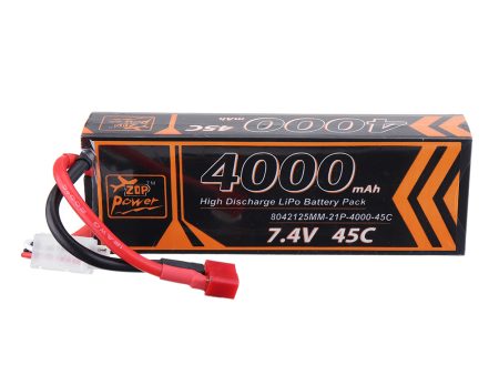 ZOP Power 7.4V 4000mAh 45C 2S Lipo Battery T Plug for RC Car Discount